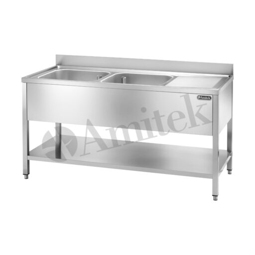 Rustfri benk m/ 2 kummer 180×60