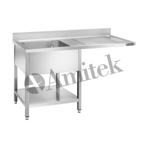 Amitek Rustfri benk 120x70 m/ oppvaskmaskintilpasning