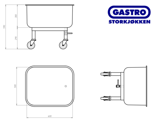 Mastro vaskekum på hjul 80 liter