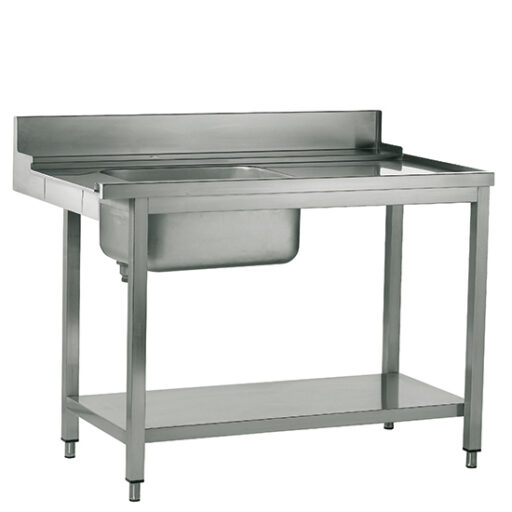 Mastro rustfri benk m/ kum 150×77 & oppvaskmaskintilpasning