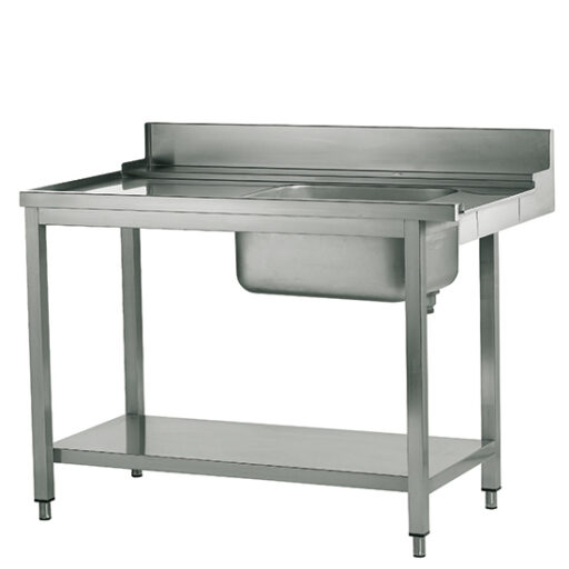 Mastro rustfri benk m/ kum 120×77 & oppvaskmaskintilpasning - Høyre