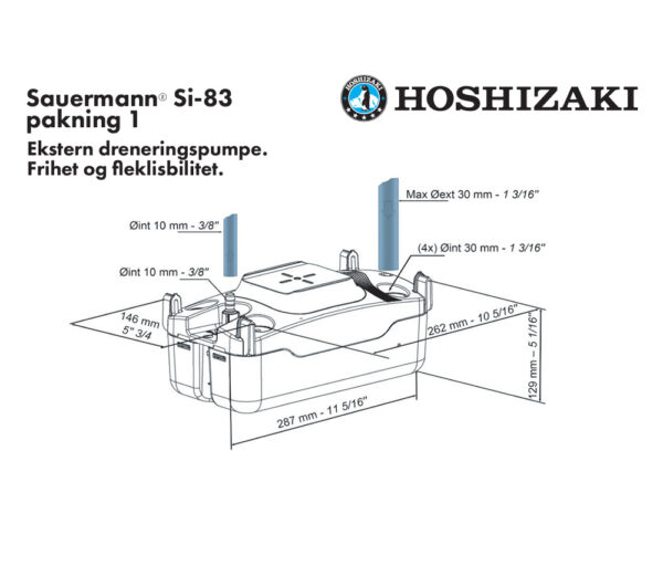 Hoshizaki ekstern avløpspumpe for isbitmaskiner sprengskisse