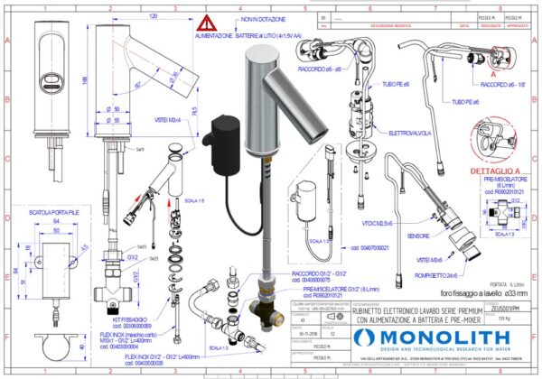 Monolith Zeus blandebatteri med sensor 120mm og blandeventil