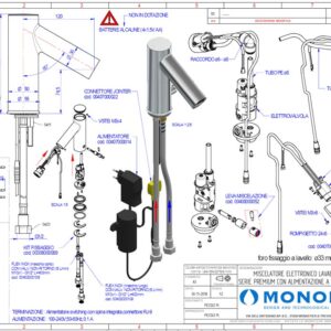 Monolith blandebatteri med sensor 120mm Tegning og oversikt