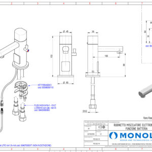 Monolith Zeus blandebatteri med sensor 100mm med temperaturbegrenser og blandeventil