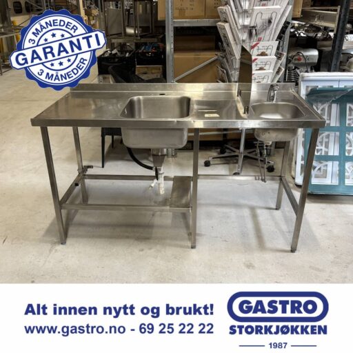 Rustfri benk med 2 kummer.
