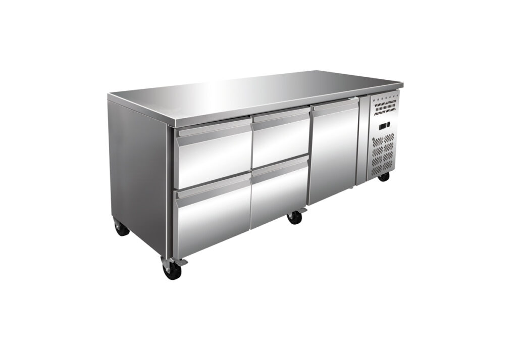 Heno Gastro kjølebenk 4 skuffer og 1 dør - 180x70cm.