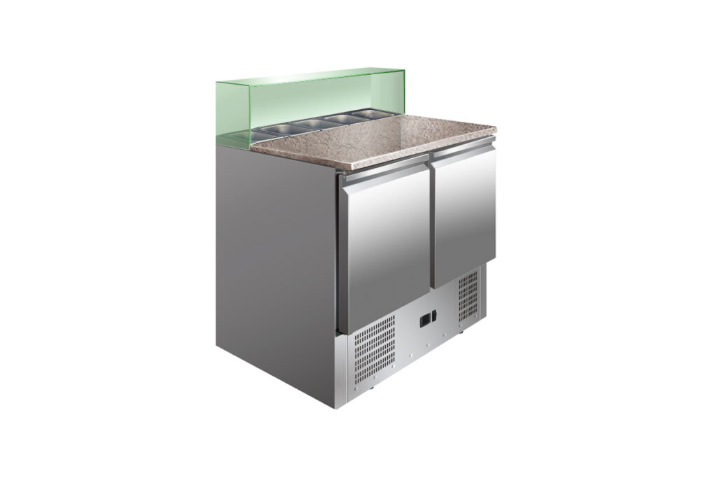 Heno Gastro Pizzakjølebenk m/ 2 dører & 5x 1/6 GN 90cm