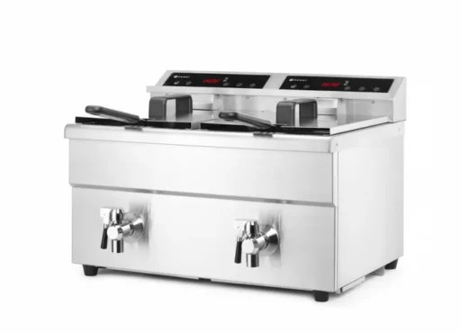 Hendi Induksjon Frityr 8+8 Liter 3,5+3,5 KW 1-Fas m/ Tappekran