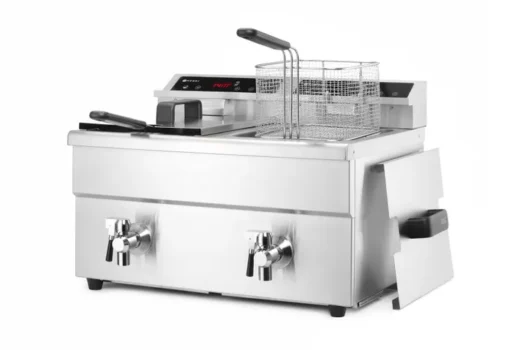 Hendi Induksjon Frityr 8+8 Liter 3,5+3,5 KW 1-Fas m/ Tappekran