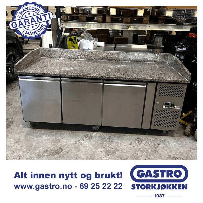 Amitek Pizzakjølebenk m/ 3 dører.