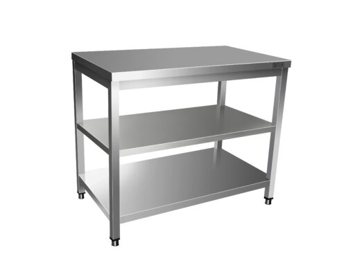 Heno Rustfri benk 60×60x90 cm - Slett Topp - 2 Underhyller